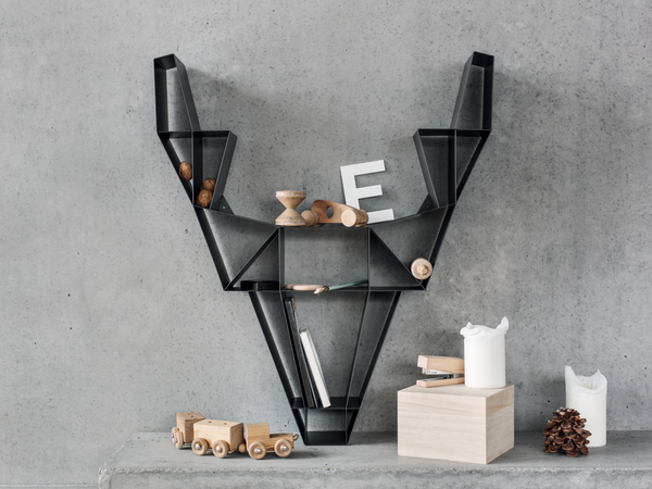 BEdesign Deer Shelf Metal Small Charcoal Black